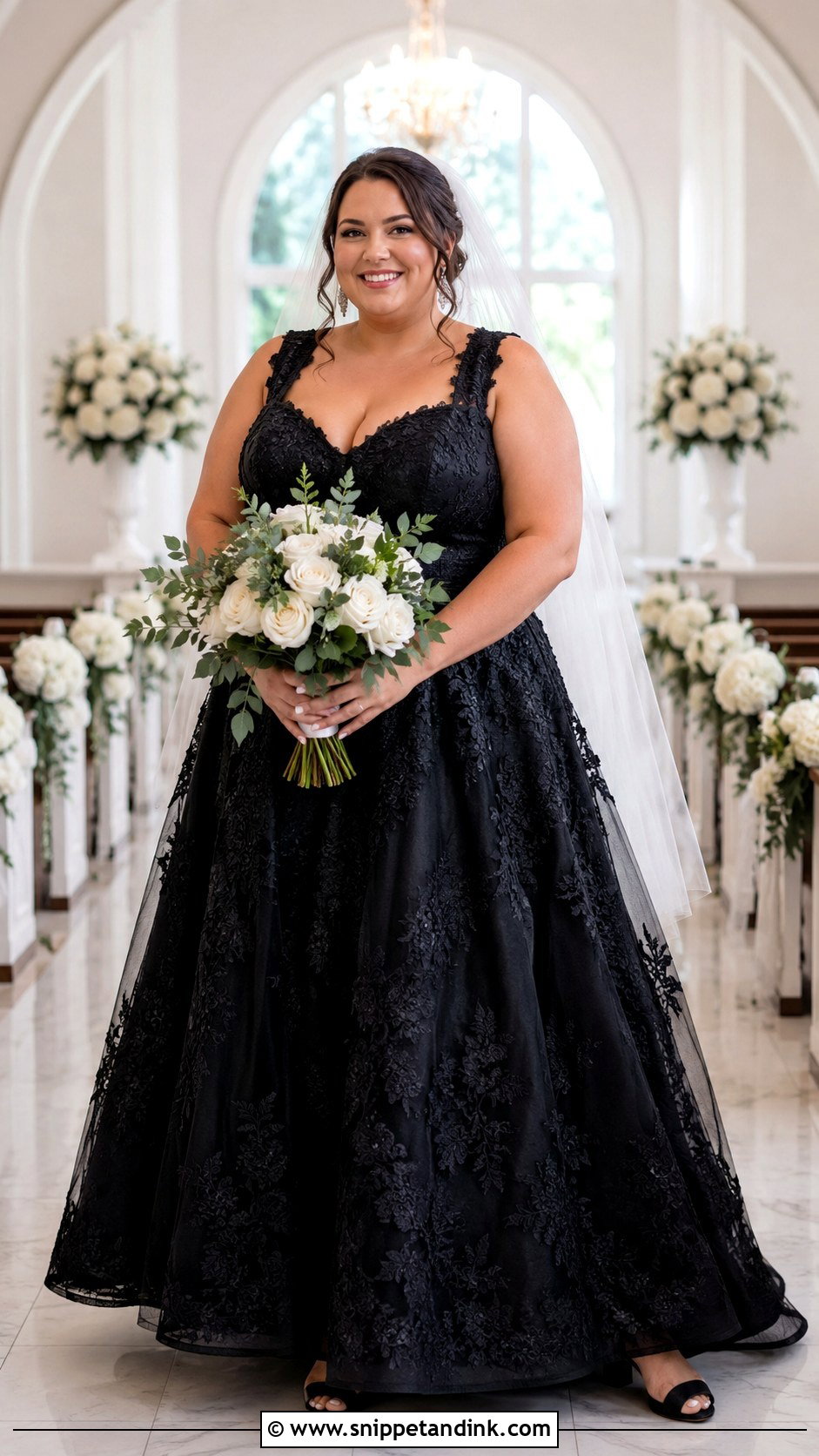 Plus Size Black A Line Wedding Gown - Snippet and Ink - 20 Black Wedding Gown Ideas