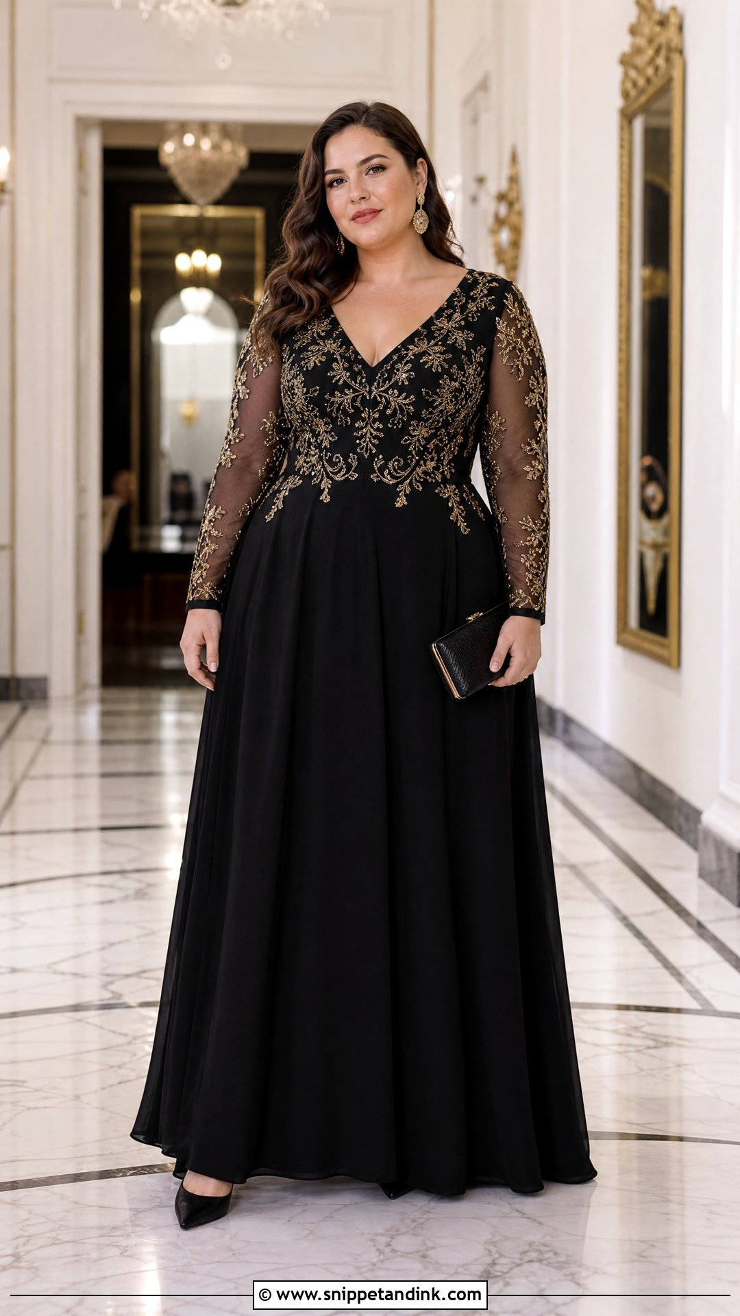 Plus Size Black And Gold Gown - Snippet and Ink - 20 Plus Size Gowns Formal Wedding Parties