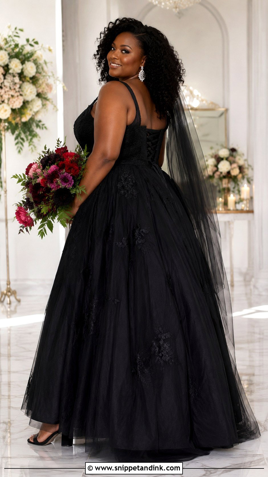 Plus Size Black Ballgown Wedding Dress With Supportive Bodice - Snippet and Ink - 20 Ballgown Wedding Dress Black Woman Ideas