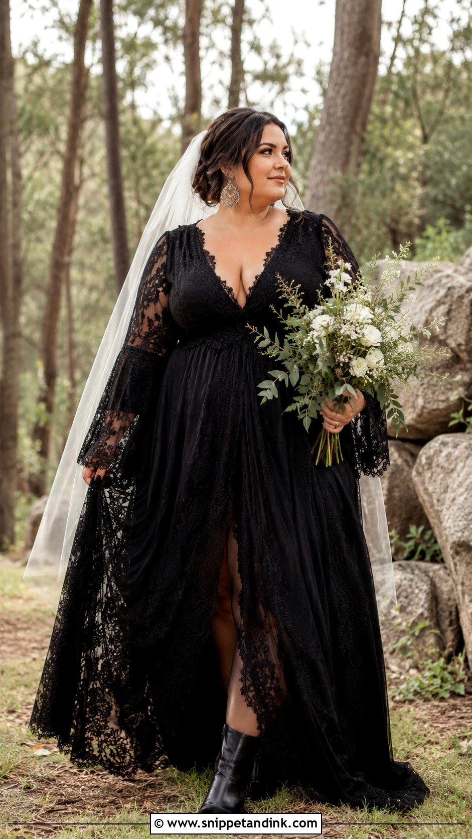 Plus Size Black Boho Wedding Dress - Snippet and Ink - 20 Black Wedding Dress Plus Size Ideas