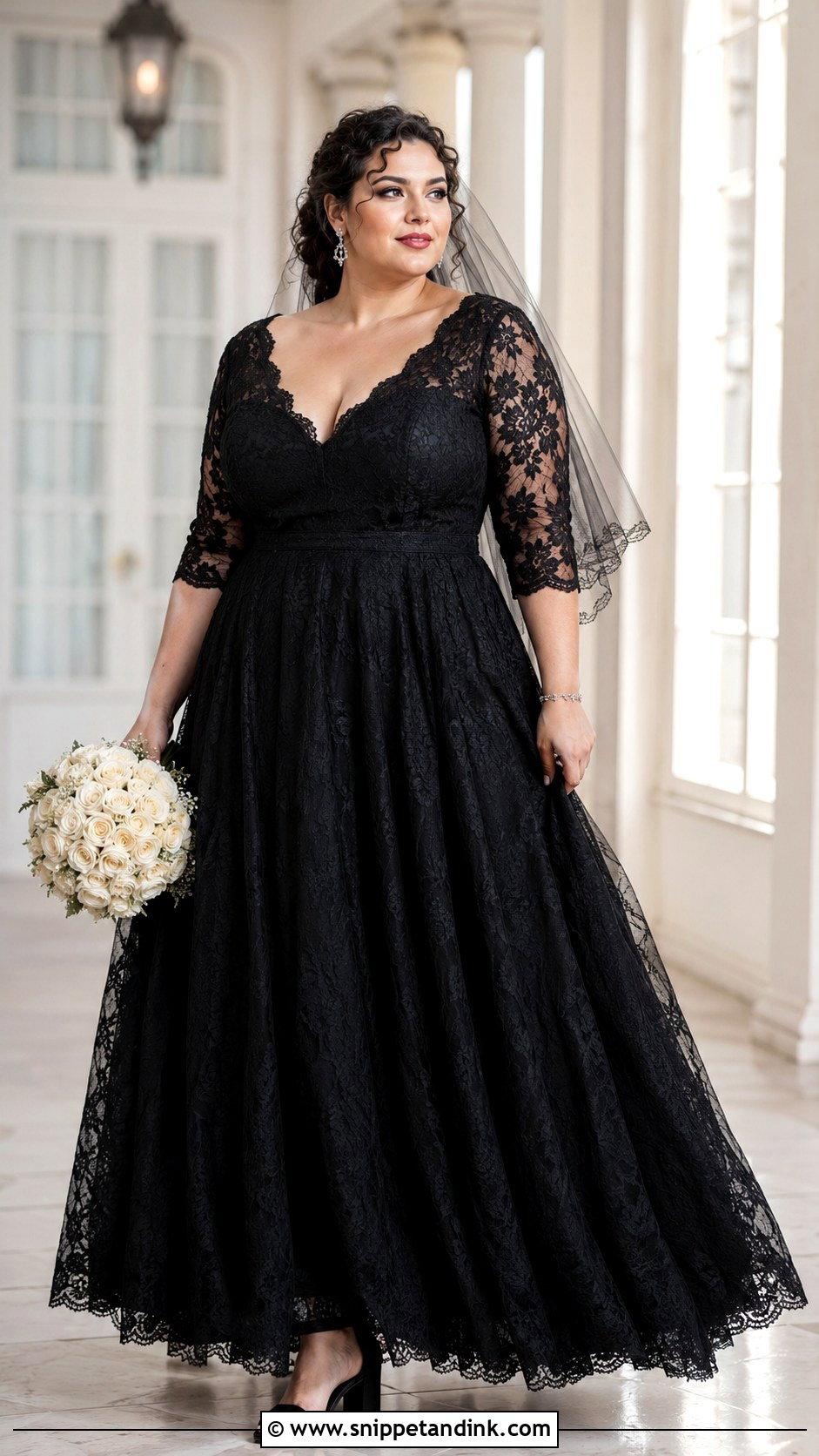 Plus Size Black Lace Wedding Dress - Snippet and Ink - 20 Elegant Black Lace Wedding Dress Ideas