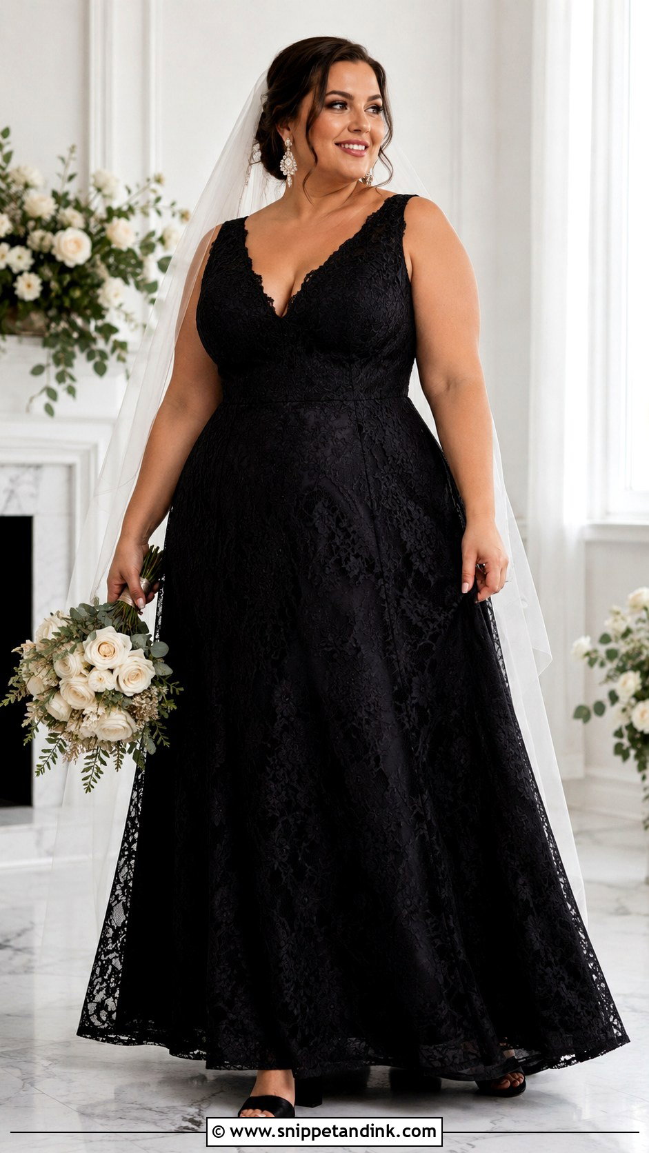 Plus Size Black Lace Wedding Dress - Snippet and Ink - 20 Black Lace Wedding Dresses