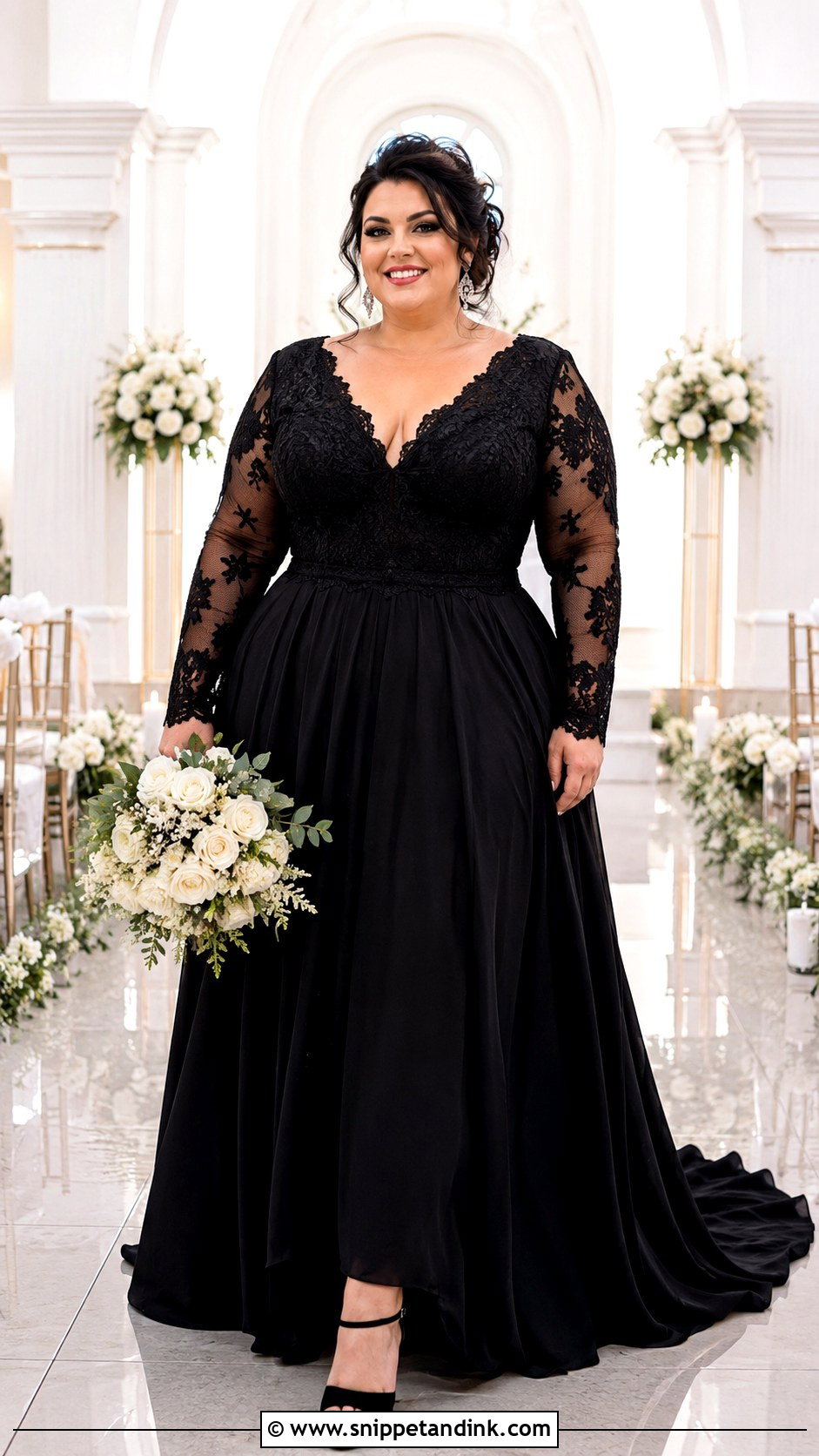 Plus Size Black Long Sleeve Wedding Dress - Snippet and Ink - 20 Black Long Sleeve Wedding Dress Ideas