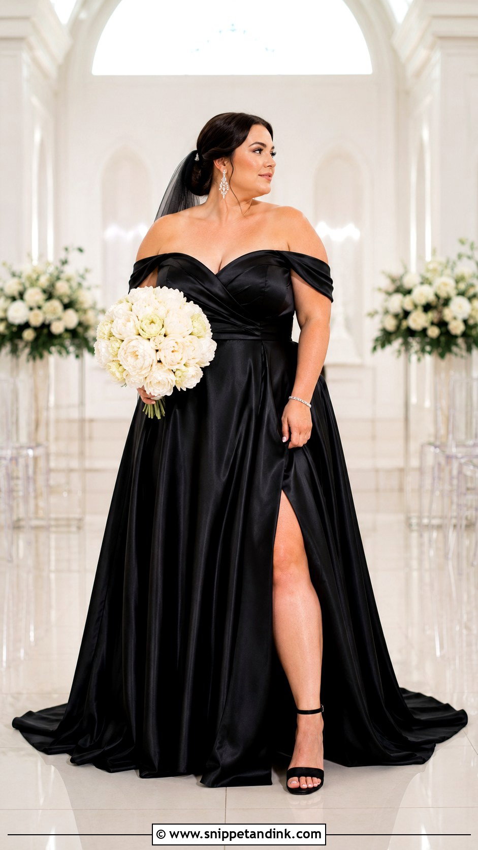 Plus Size Black Off Shoulder Wedding Dress - Snippet and Ink - 20 Black Wedding Dress Plus Size Ideas