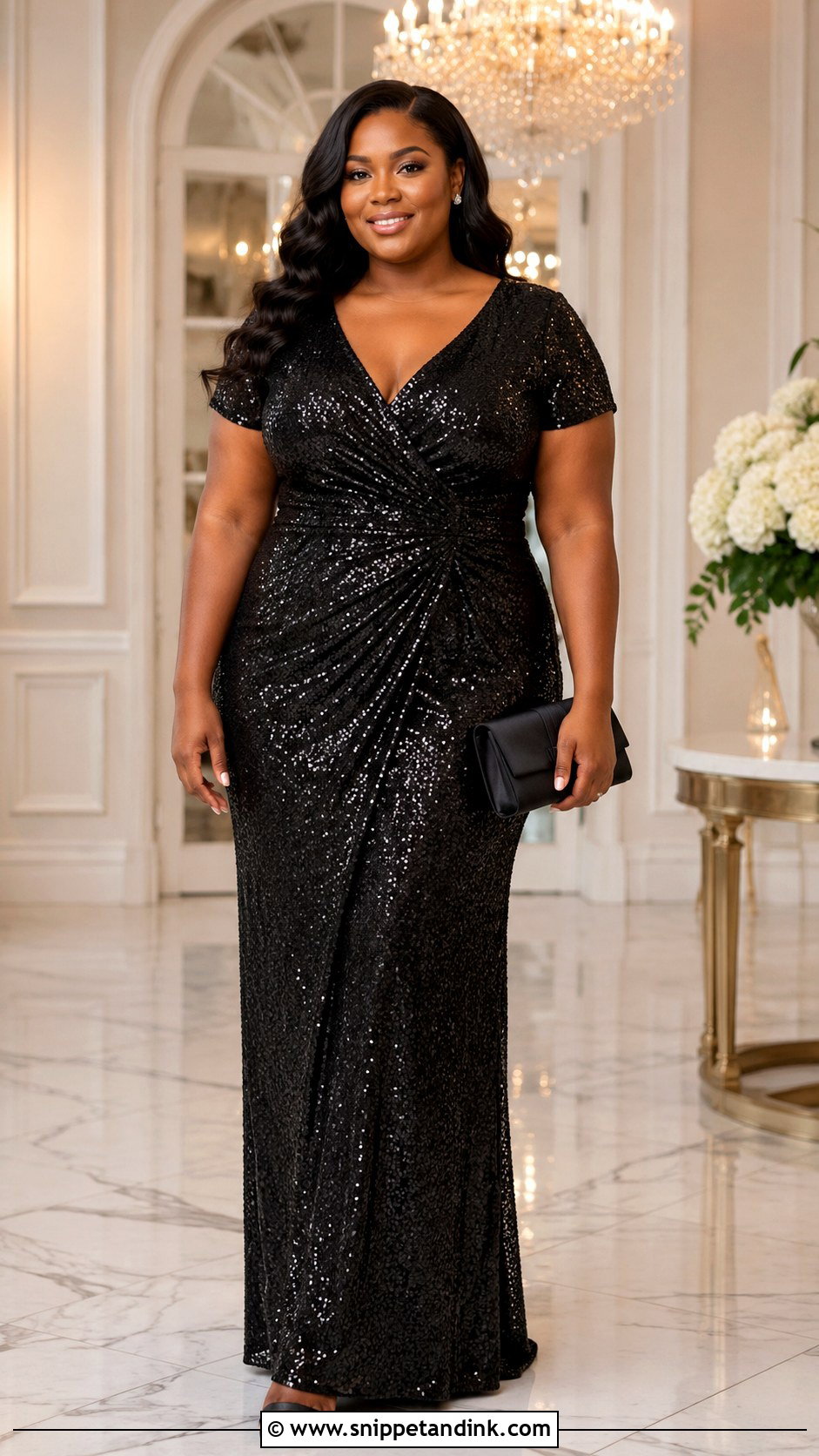 Plus Size Black Sequin Gown - Snippet and Ink - 20 Plus Size Formal Dresses for Wedding