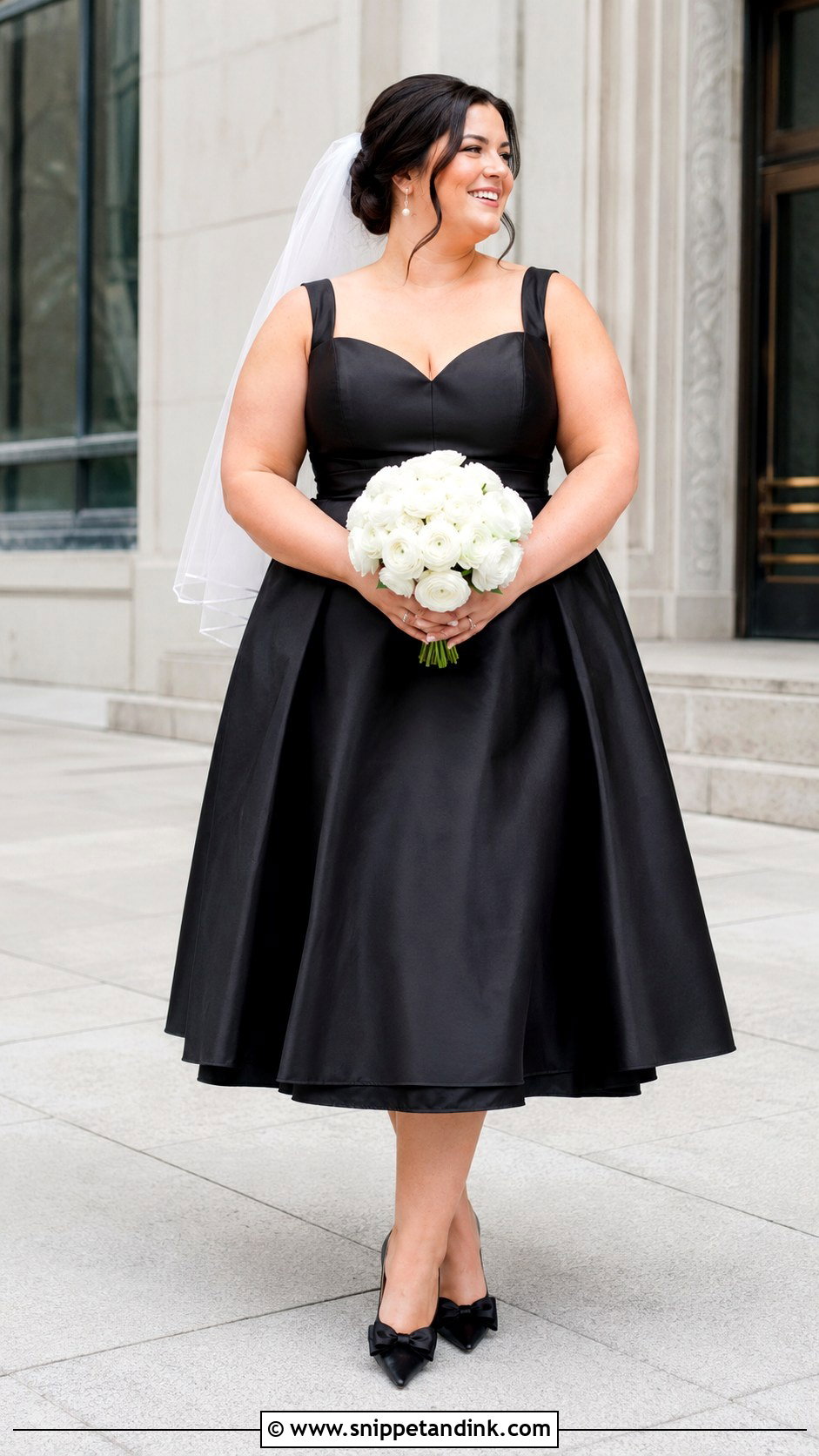 Plus Size Black Tea Length Wedding Dress - Snippet and Ink - 20 Black Wedding Dress Plus Size Ideas
