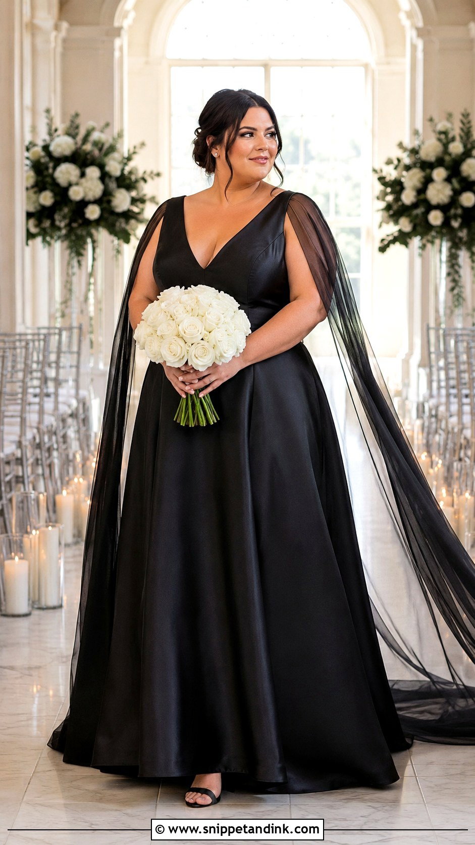 Plus Size Black Wedding Dress With Cape - Snippet and Ink - 20 Black Wedding Dress Plus Size Ideas