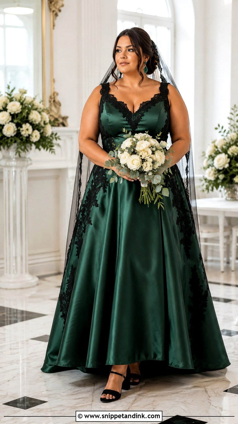 Plus Size Black and Green A Line Wedding Dress - Snippet and Ink - 20 Black and Green Wedding Dress Ideas
