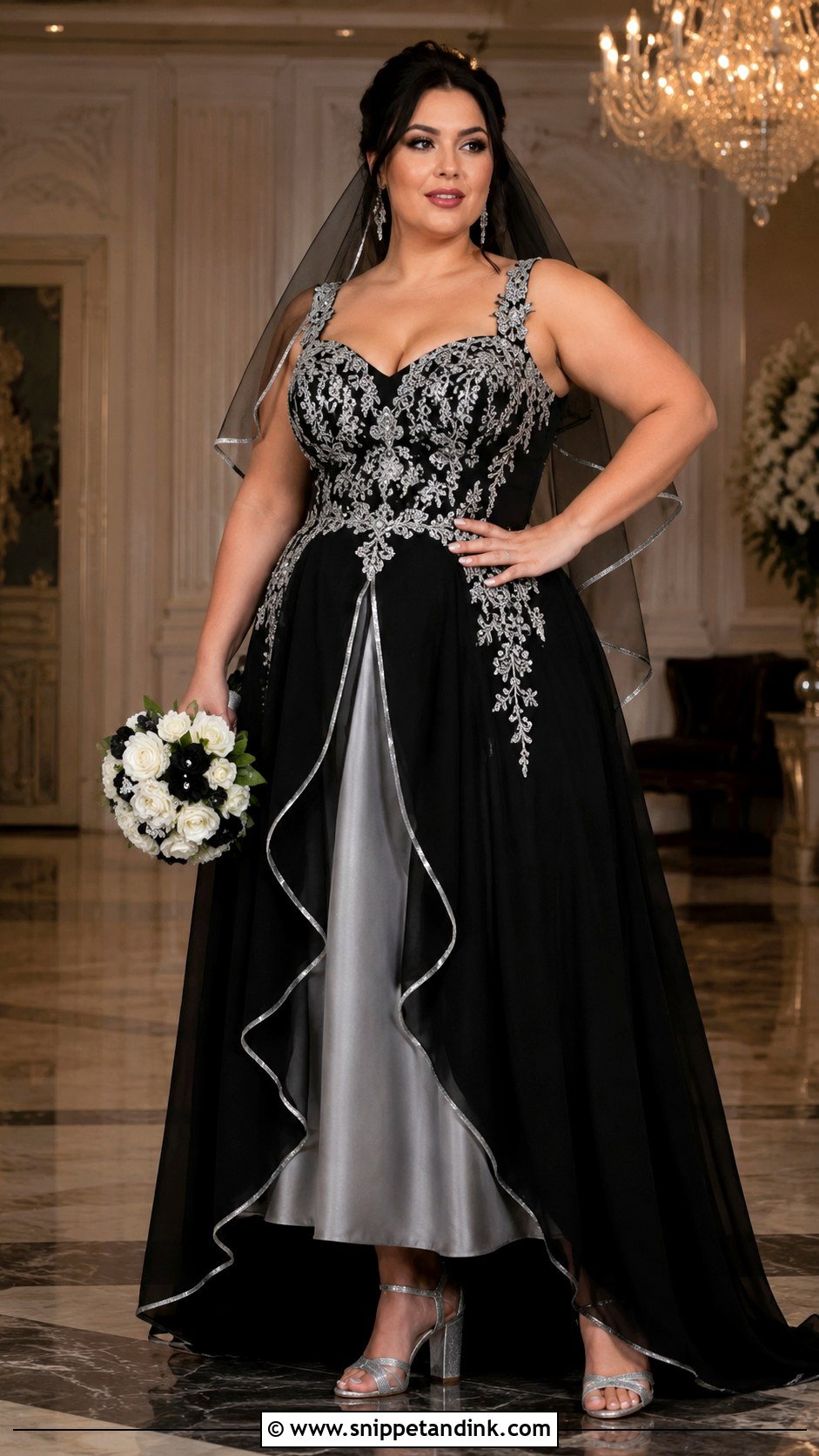 Plus Size Black and Silver A Line Wedding Dress - Snippet and Ink - 20 Black and Silver Wedding Dress Ideas