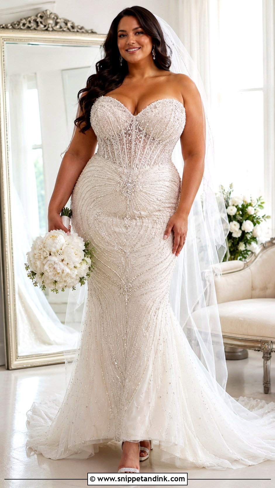Plus Size Bling Mermaid Wedding Dress - Snippet and Ink - 20 Mermaid Bling Wedding Dresses