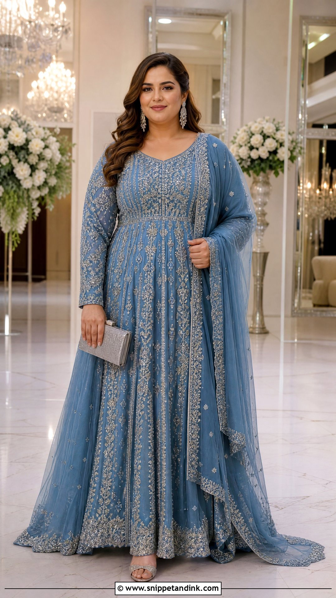 Plus Size Blue A Line Walima Gown - Snippet and Ink - 20 Blue Walima Dress Ideas