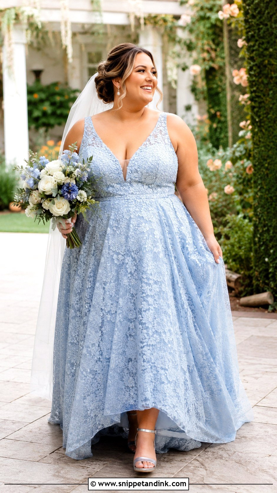 Plus Size Blue Lace Wedding Dress - Snippet and Ink - 20 Blue Lace Wedding Dress Ideas