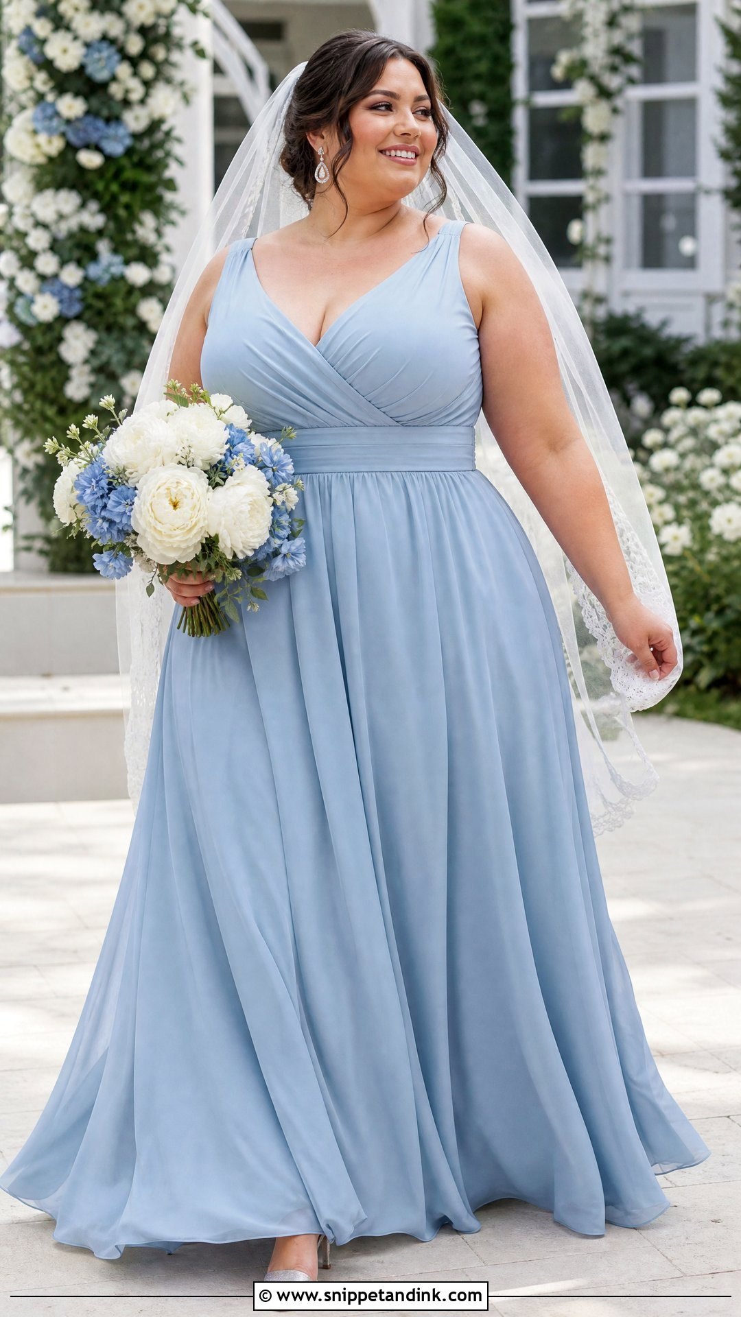 Plus Size Blue Wrap Bridal Dress - Snippet and Ink - 25 Blue Bridal Dress Ideas