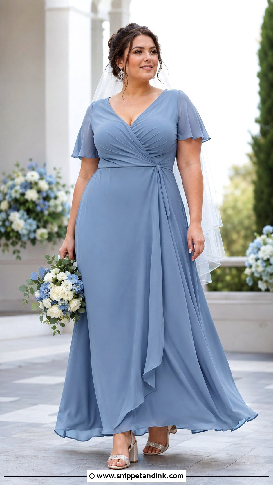 Plus Size Blue Wrap Wedding Dress Outfit - Snippet and Ink - 20 Blue Wedding Dress Outfit Ideas