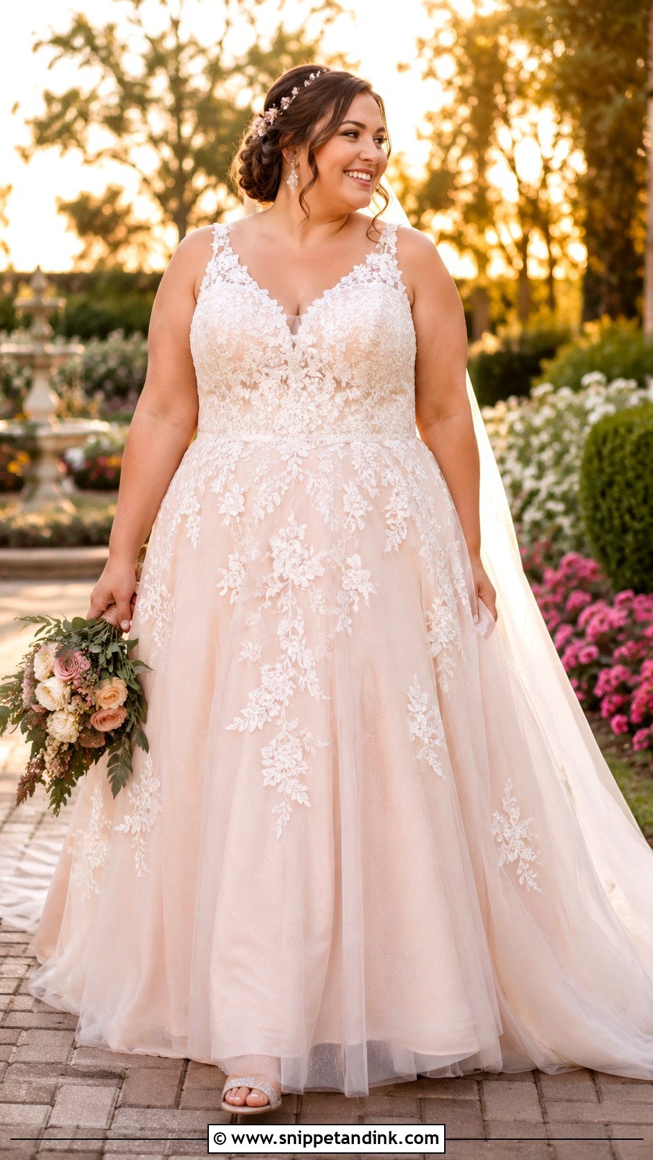 Plus Size Blush A Line Wedding Dress - Snippet and Ink - 20 A Line Wedding Dress Plus Size Ideas