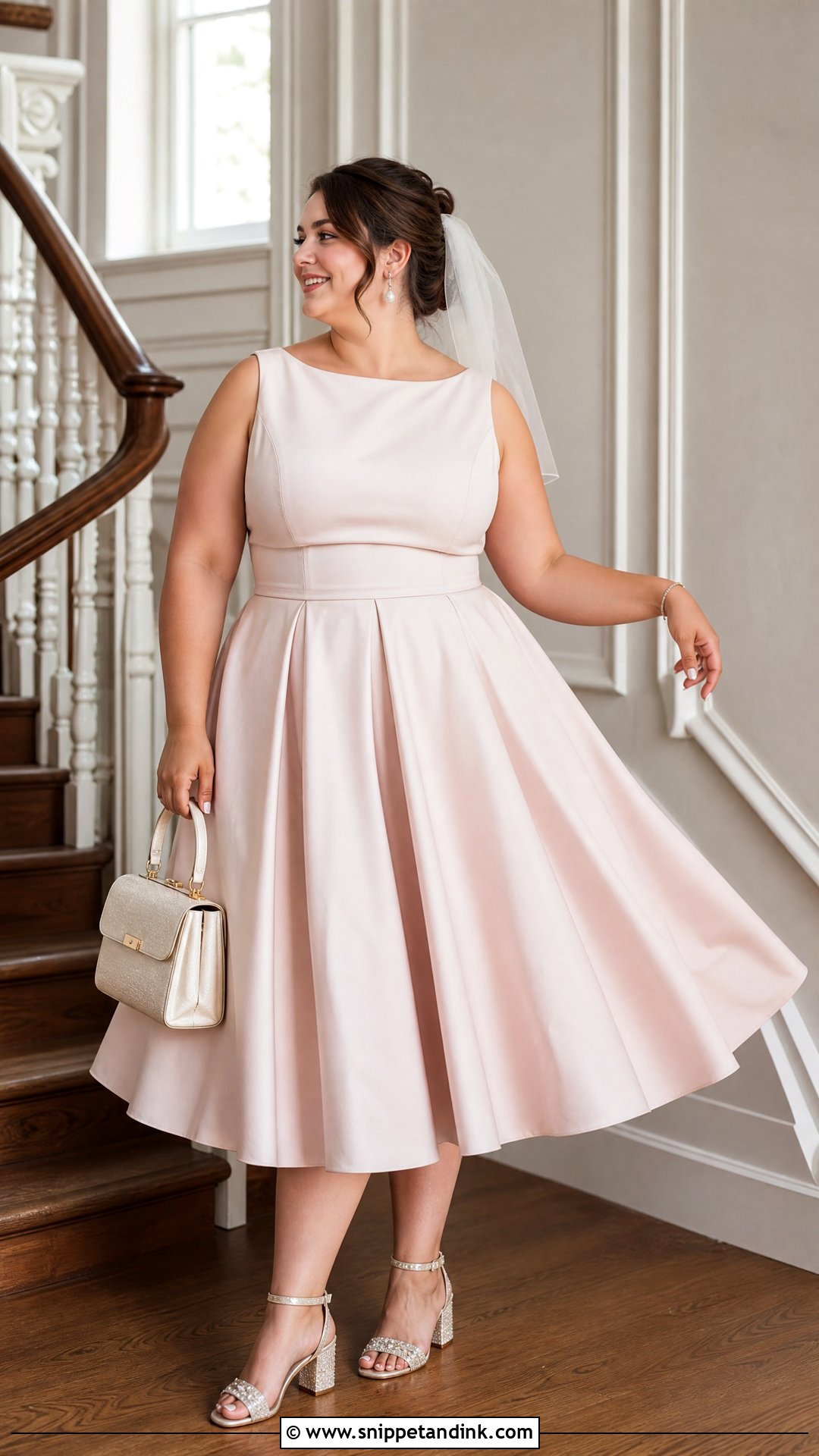 Plus Size Blush Tea Length Wedding Dress - Snippet and Ink - 20 Non Traditional Wedding Dress Plus Size Ideas