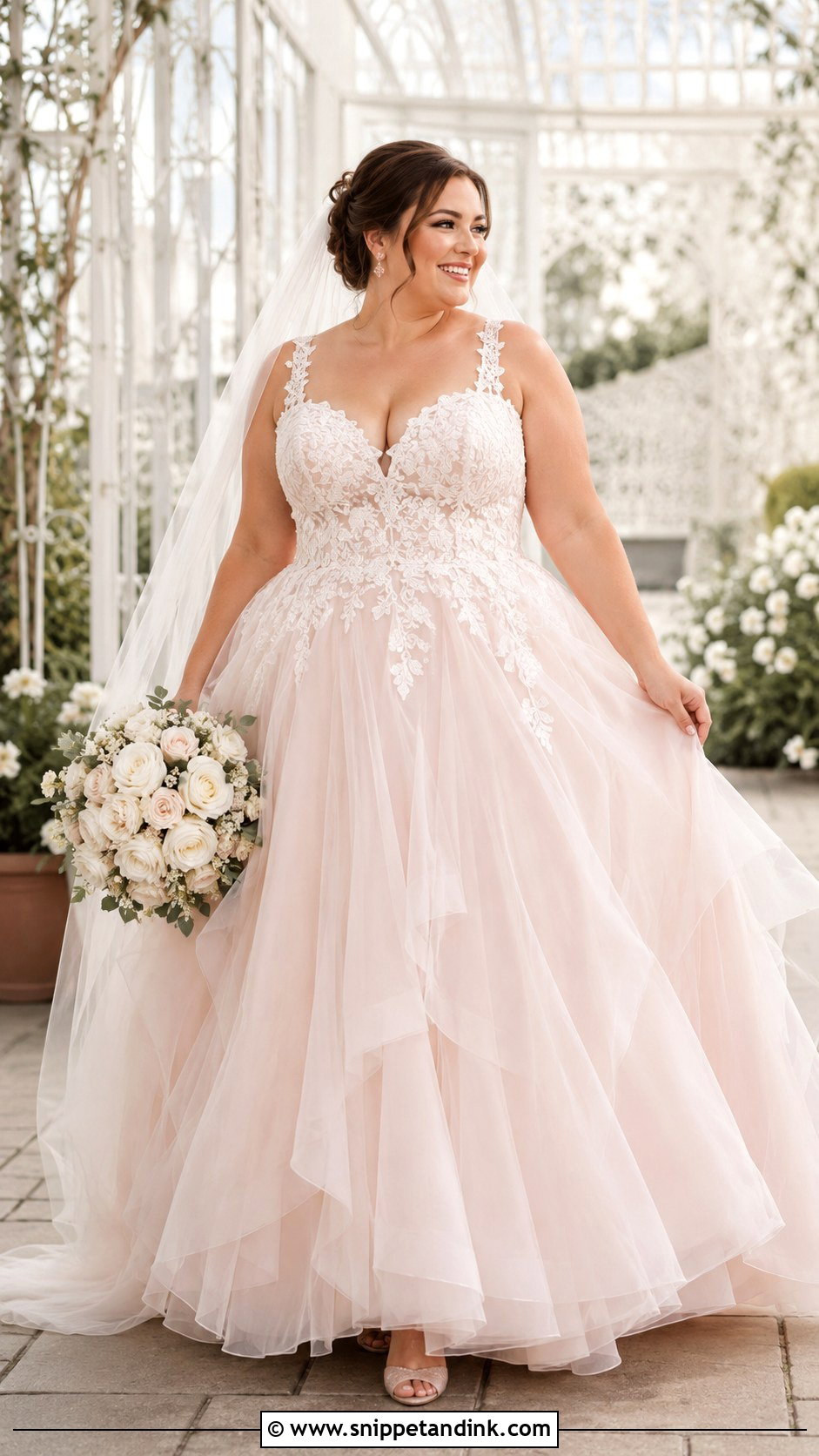 Plus Size Blush Tulle Wedding Dress - Snippet and Ink - 20 Big Size Wedding Dress Ideas
