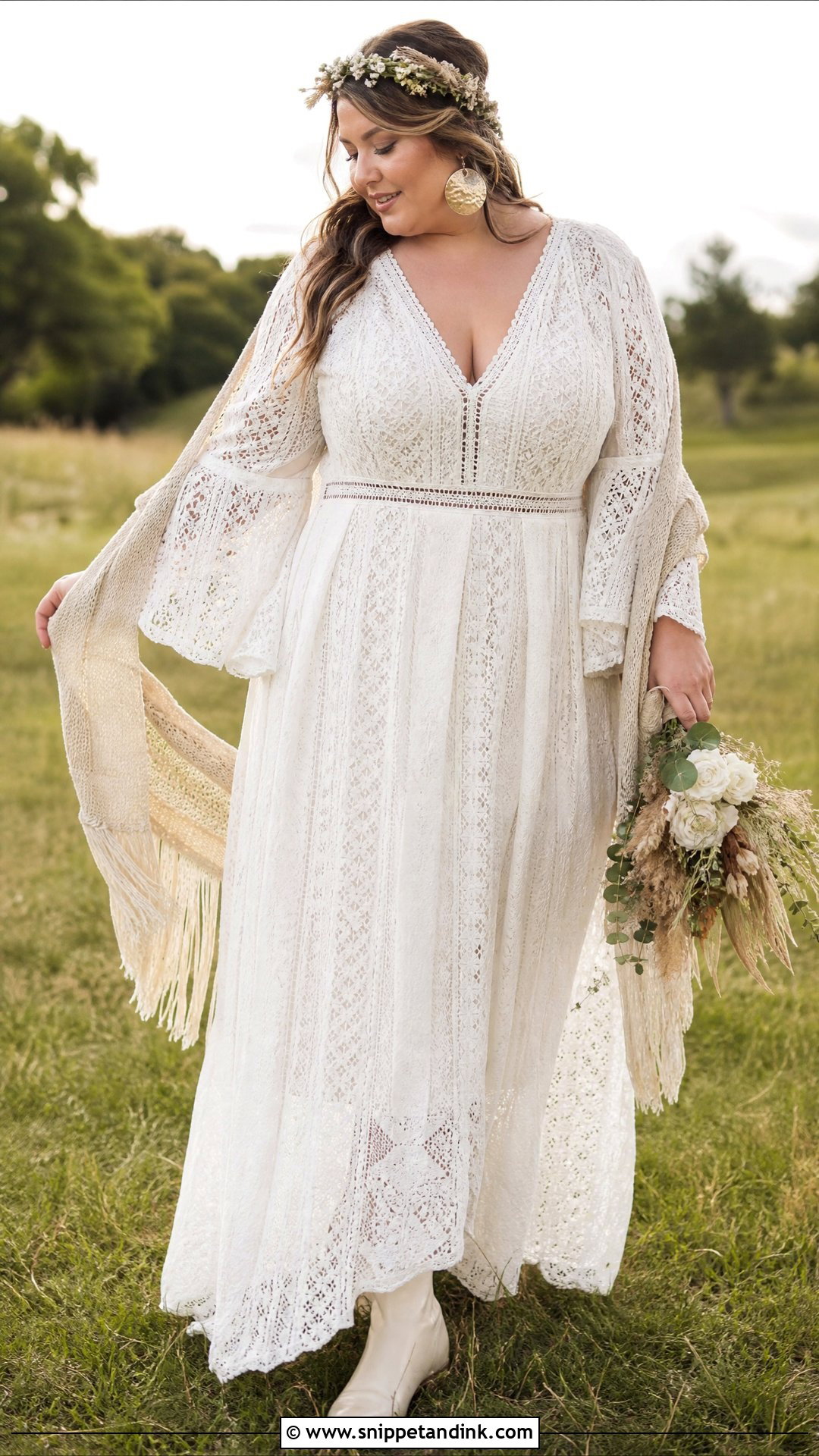 Plus Size Boho Crochet Wedding Dress - Snippet and Ink - 20 Non Traditional Wedding Dress Plus Size Ideas