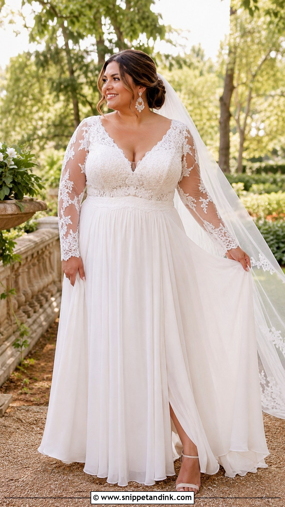 Plus Size Boho Long Sleeve Wedding Dress - Snippet and Ink - 20 Boho Long Sleeve Wedding Dress Ideas