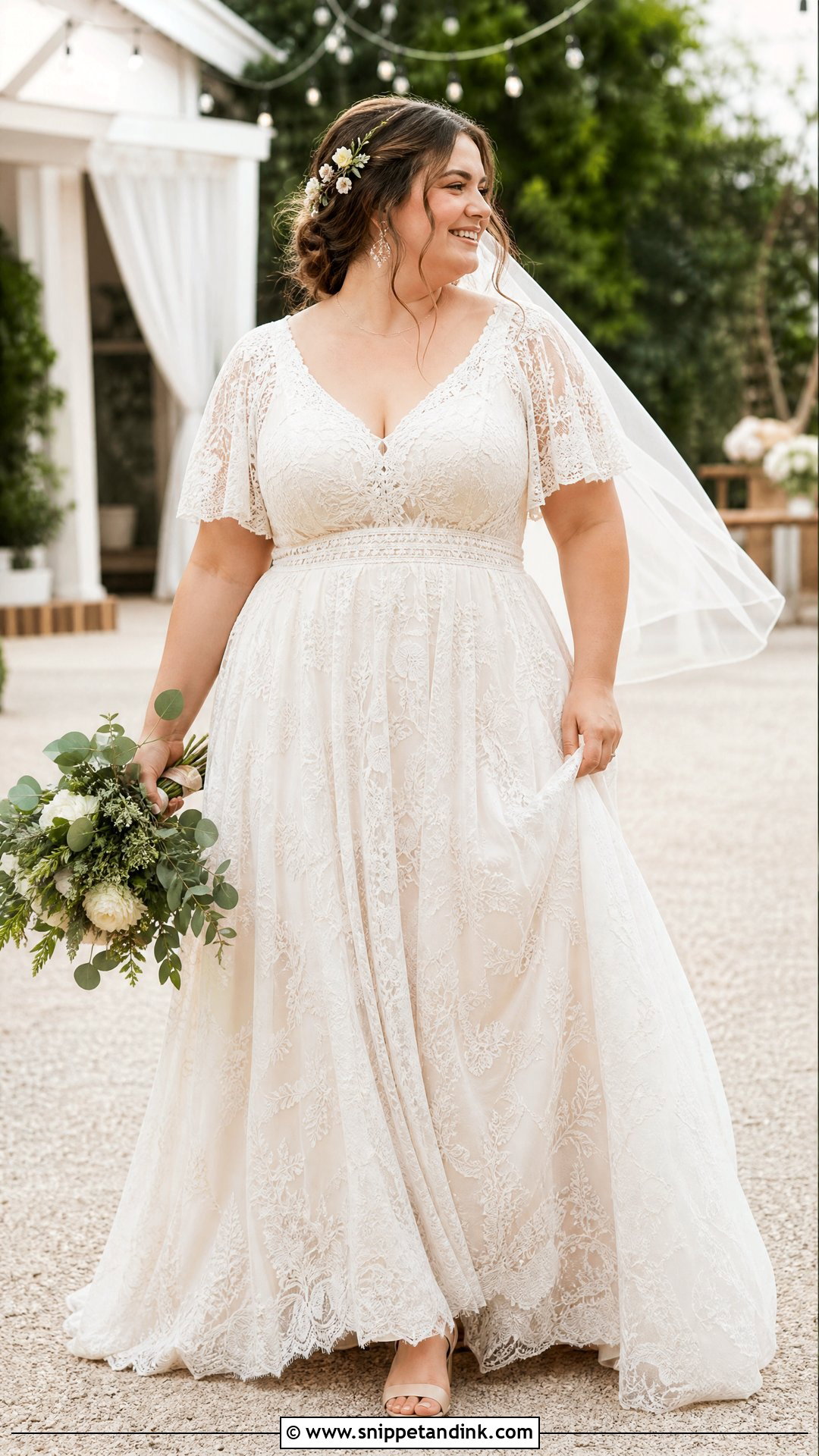 Plus Size Boho Wedding Dress With Flutter Sleeves - Snippet and Ink - 20 Plus Size Wedding Dress with Sleeves
