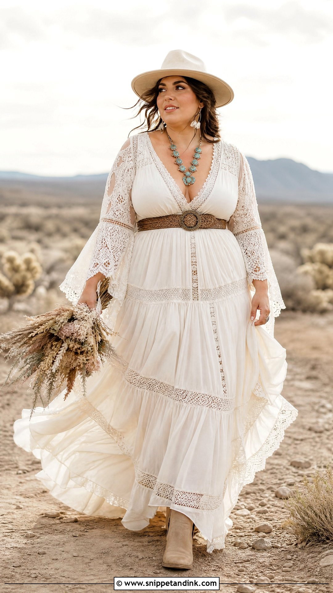 Plus Size Boho Western Wedding Dress - Snippet and Ink - 20 Plus Size Western Wedding Dresses