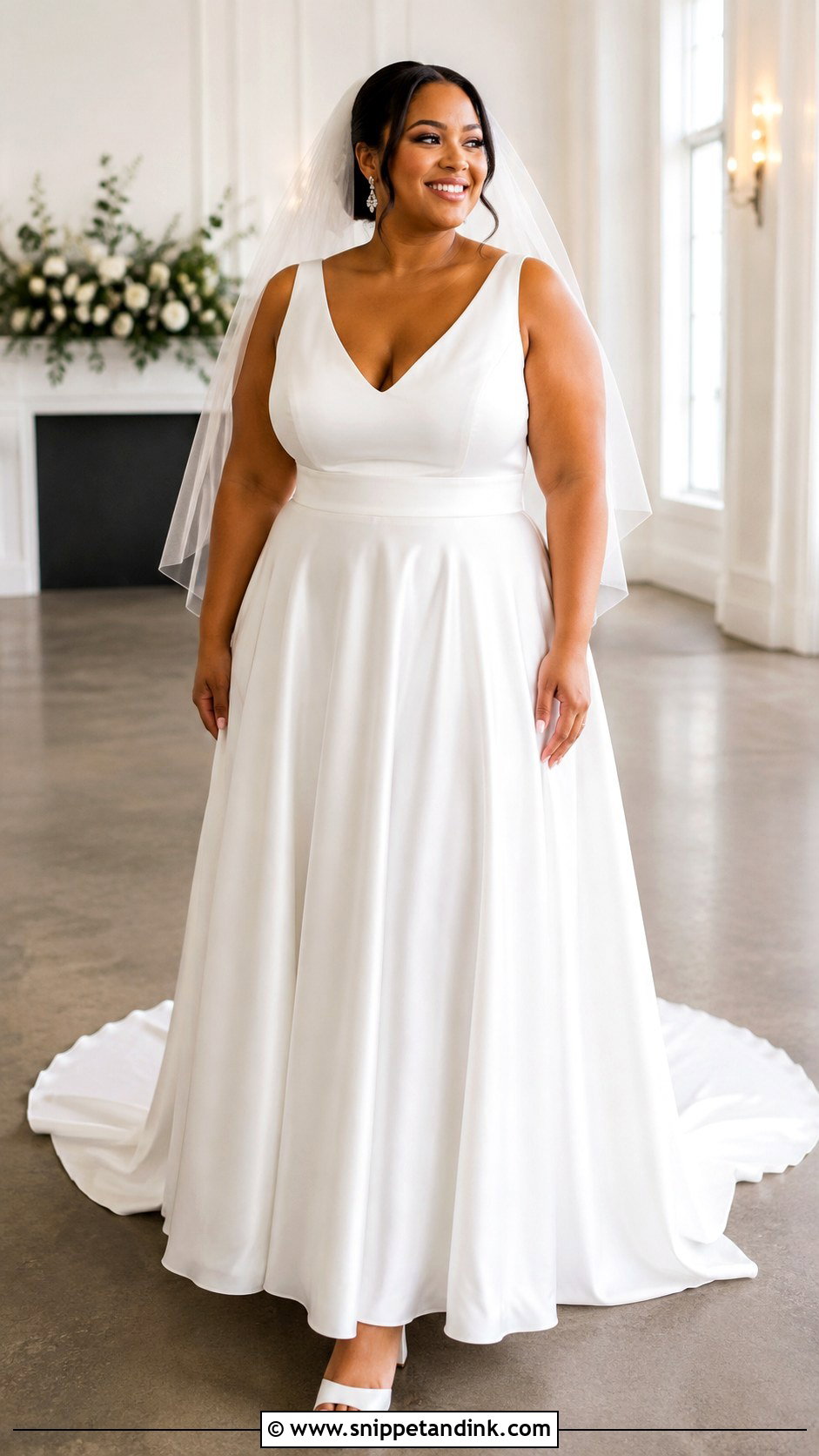 Plus Size Bridal Bodysuit With A Line Skirt - Snippet and Ink - 20 Bridal Bodysuit Ideas