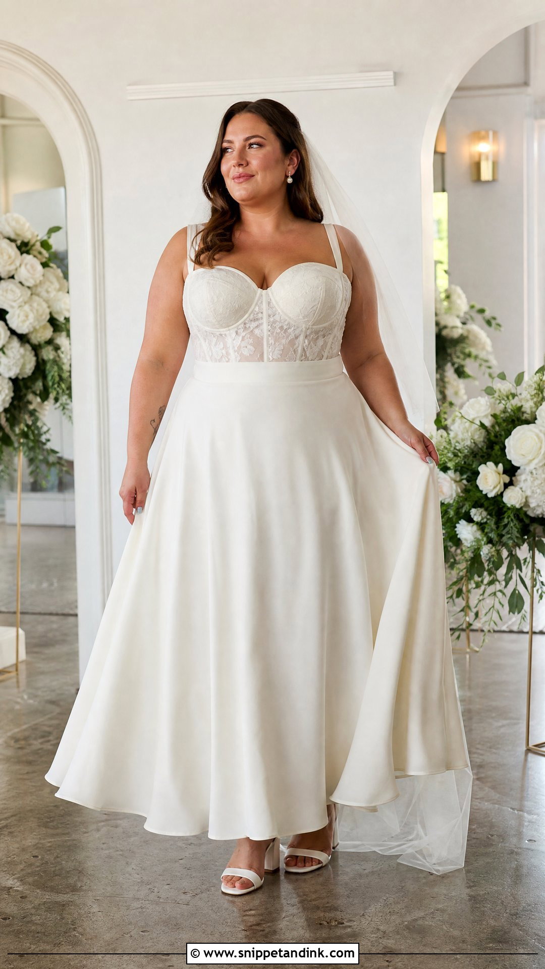Plus Size Bridal Corset Top With A Line Skirt - Snippet and Ink - 20 Bridal Corset Top Ideas