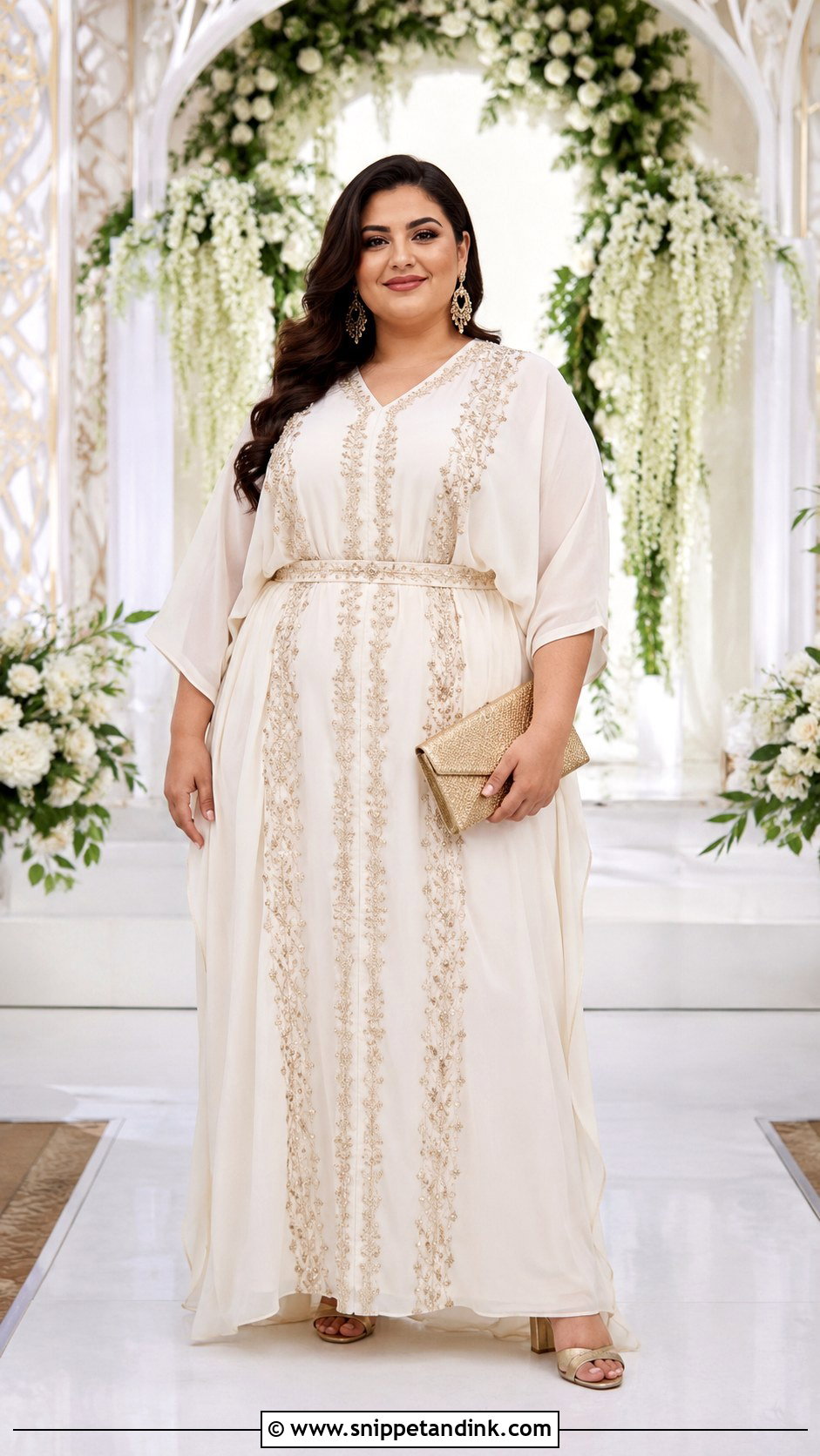 Plus Size Bridal Kaftan With Defined Waist - Snippet and Ink - 20 Bridal Kaftan Ideas