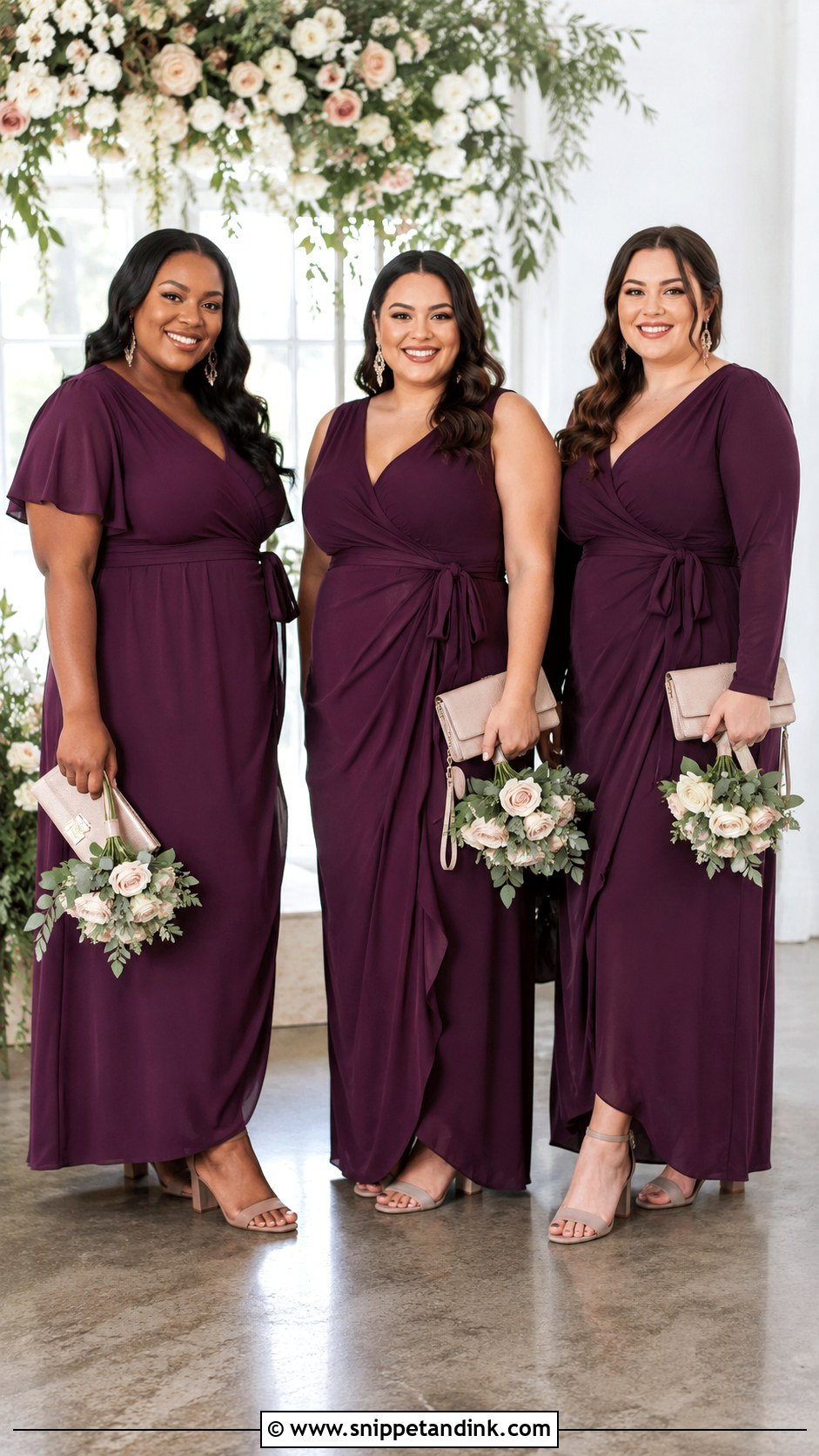 Plus Size Bridal Party Wrap Dresses - Snippet and Ink - 20 Bridal Party Attire Ideas