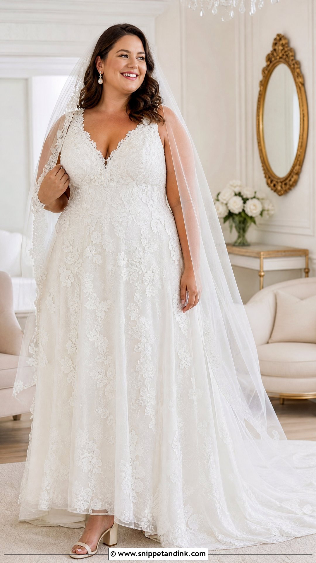 Plus Size Bride A Line Lace Wedding Dress - Snippet and Ink - 20 Bride Plus Size Ideas