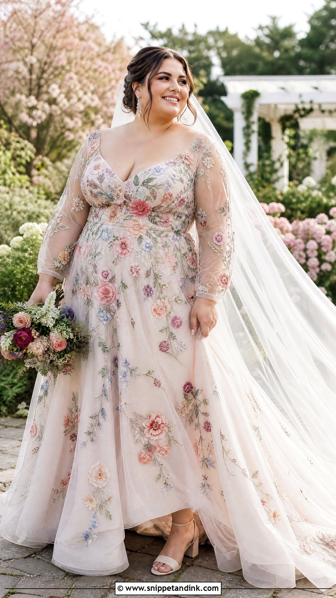 Plus Size Bride Floral Embroidered Gown - Snippet and Ink - 20 Bride Plus Size Ideas