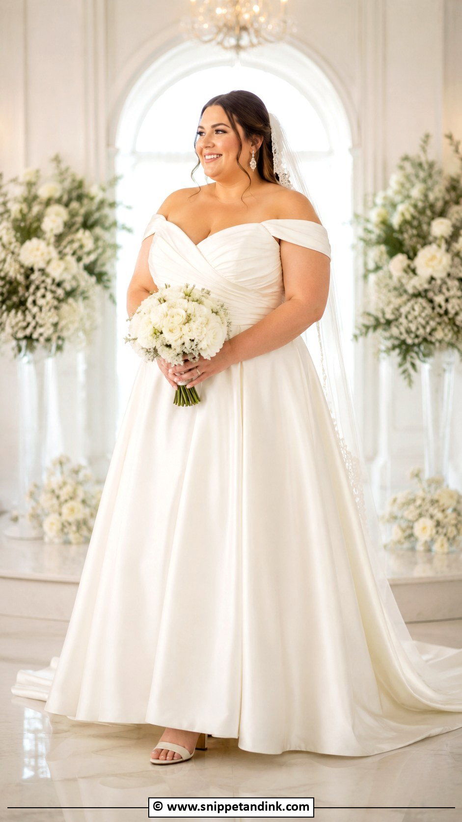 Plus Size Bride Gown With Off Shoulder Neckline - Snippet and Ink - 25 Bride Gowns