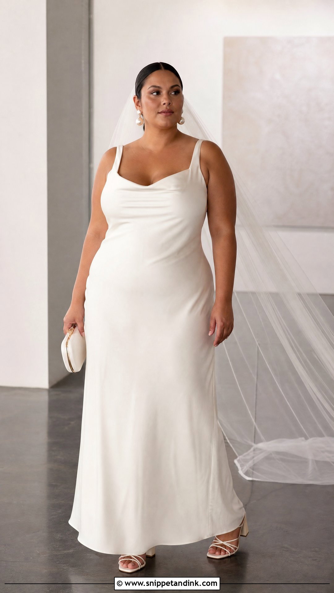 Plus Size Bride Minimalist Slip Gown - Snippet and Ink - 20 Bride Plus Size Ideas