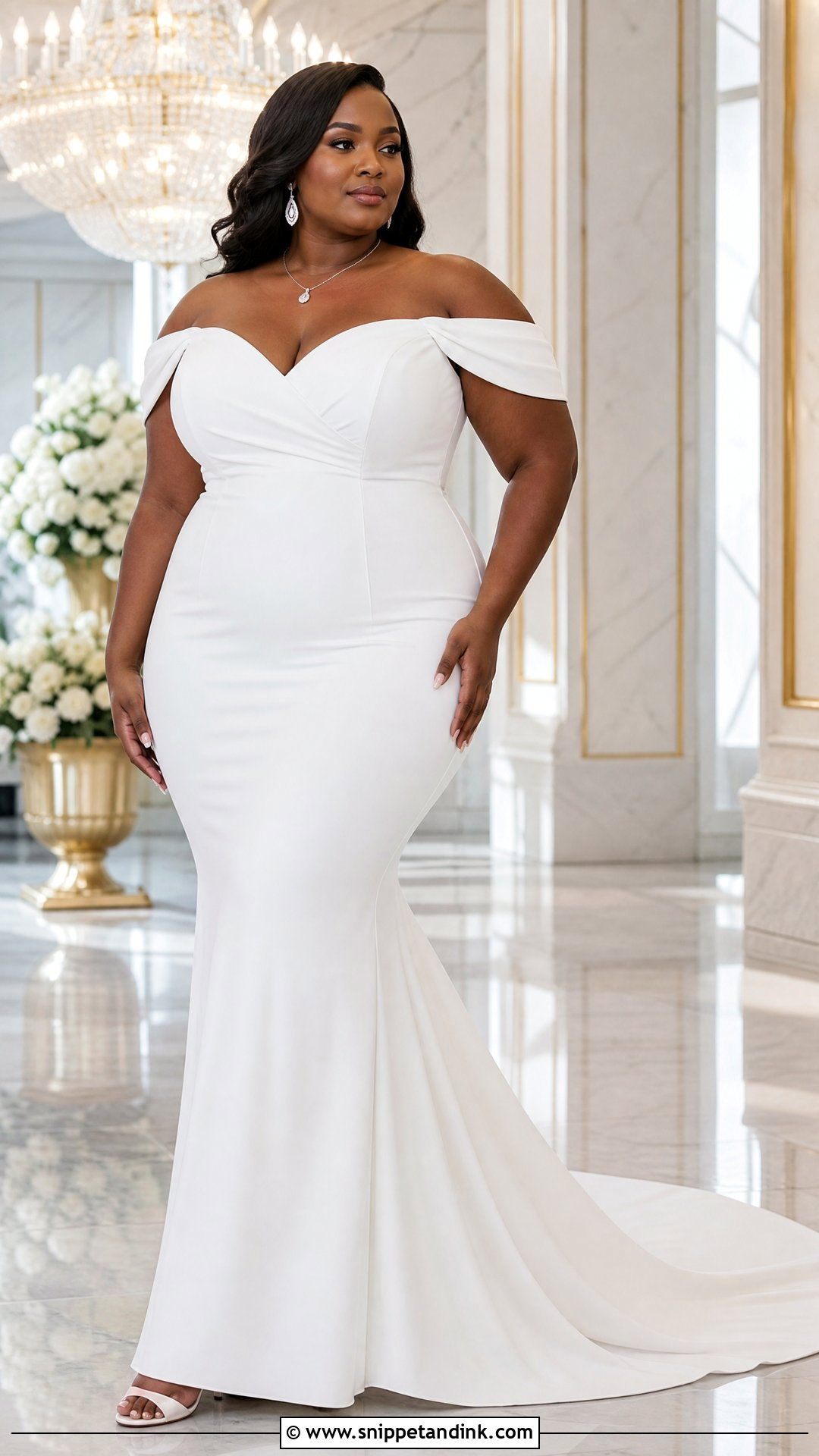 Plus Size Bride Off Shoulder Mermaid Gown - Snippet and Ink - 20 Bride Plus Size Ideas