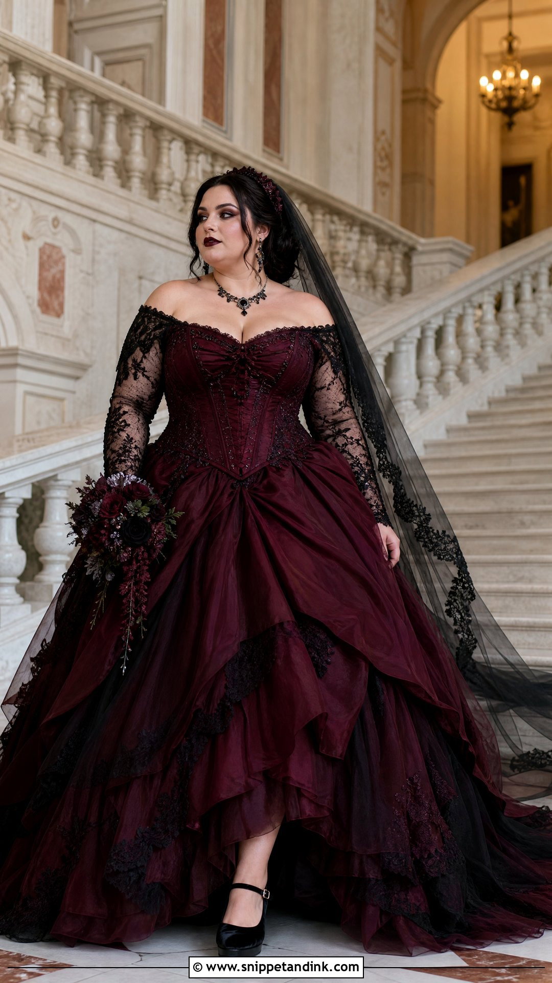 Plus Size Burgundy Gothic Wedding Dress - Snippet and Ink - 20 Non Traditional Wedding Dress Plus Size Ideas