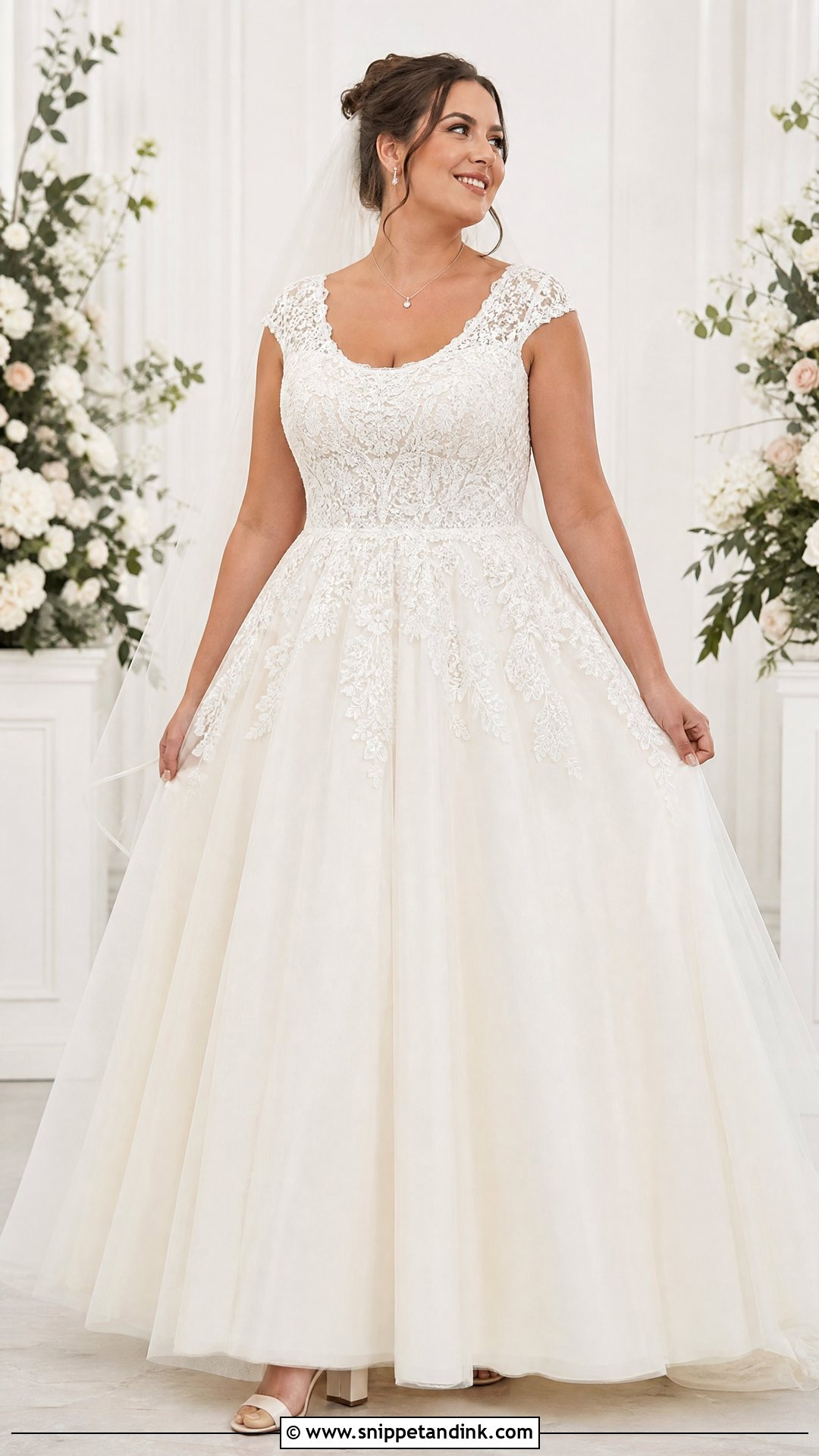 Plus Size Cap Sleeve Ball Gown Wedding Dress - Snippet and Ink - 20 Plus Size Ball Gown Wedding Dresses