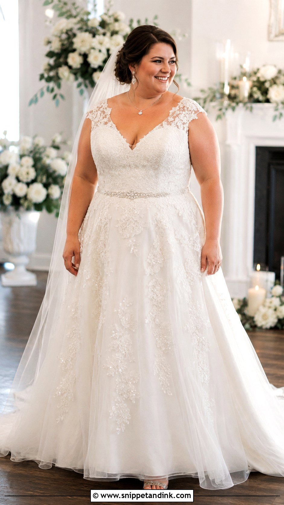 Plus Size Cap Sleeve Wedding Dress - Snippet and Ink - 20 Large Wedding Dress Ideas