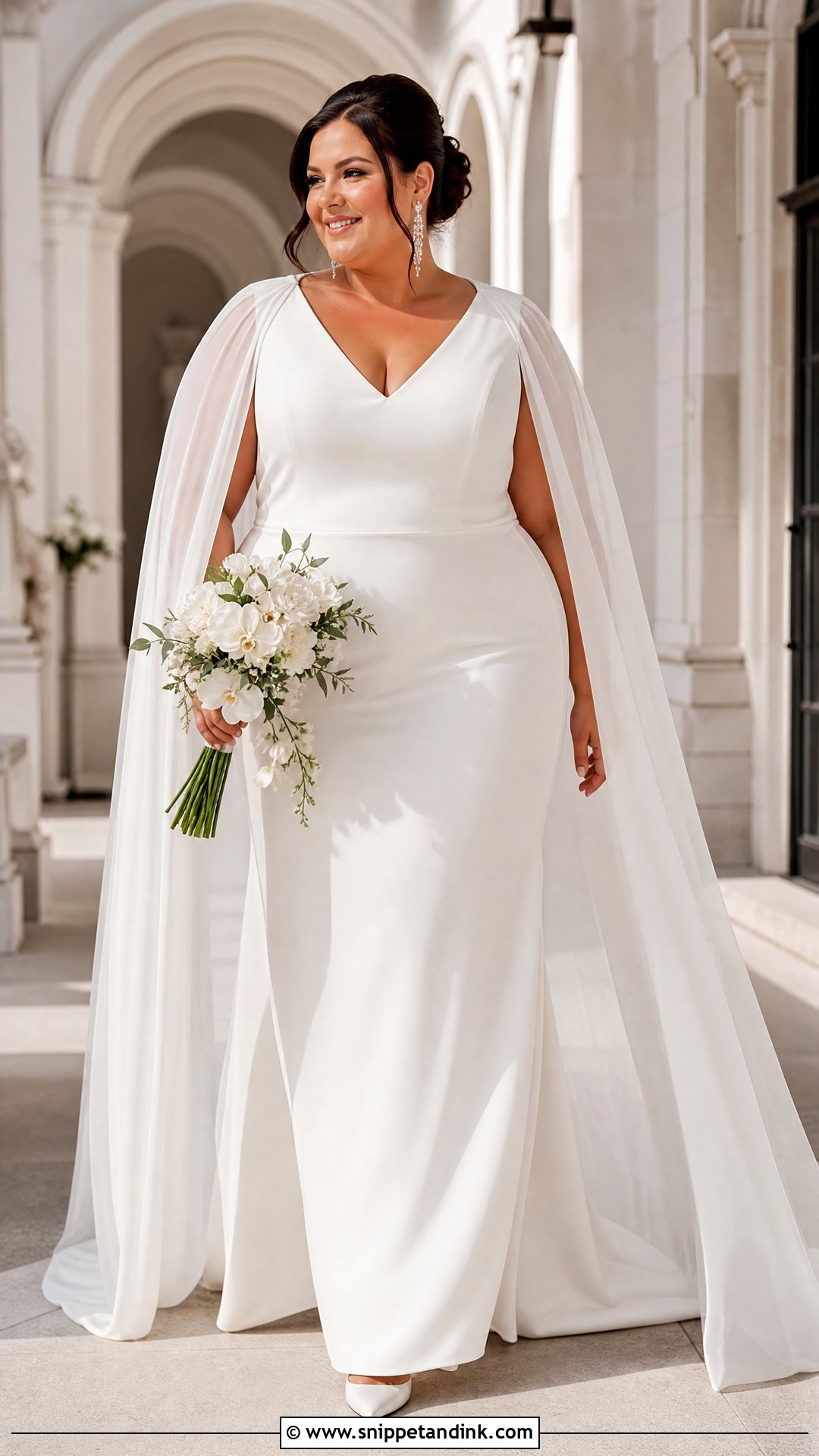Plus Size Cape Sleeve Bridal Gown - Snippet and Ink - 20 Plus Size Bridal Gowns