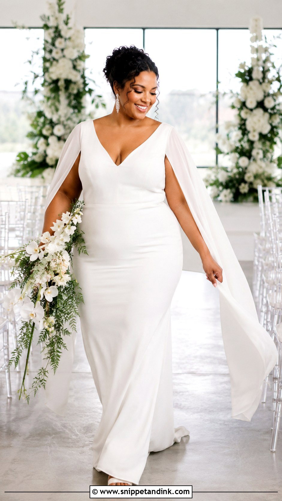 Plus Size Cape Sleeve Wedding Dress - Snippet and Ink - 20 Fat Wedding Dress Ideas