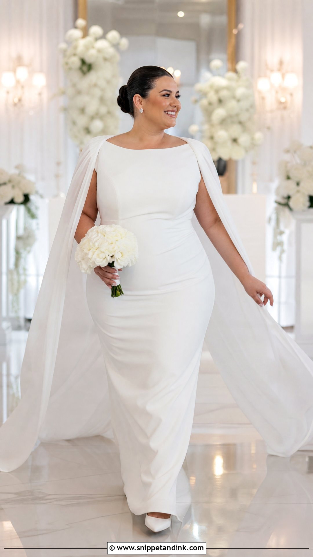 Plus Size Cape Sleeve Wedding Dress - Snippet and Ink - 20 Wedding Dress for Plus Size Women Ideas