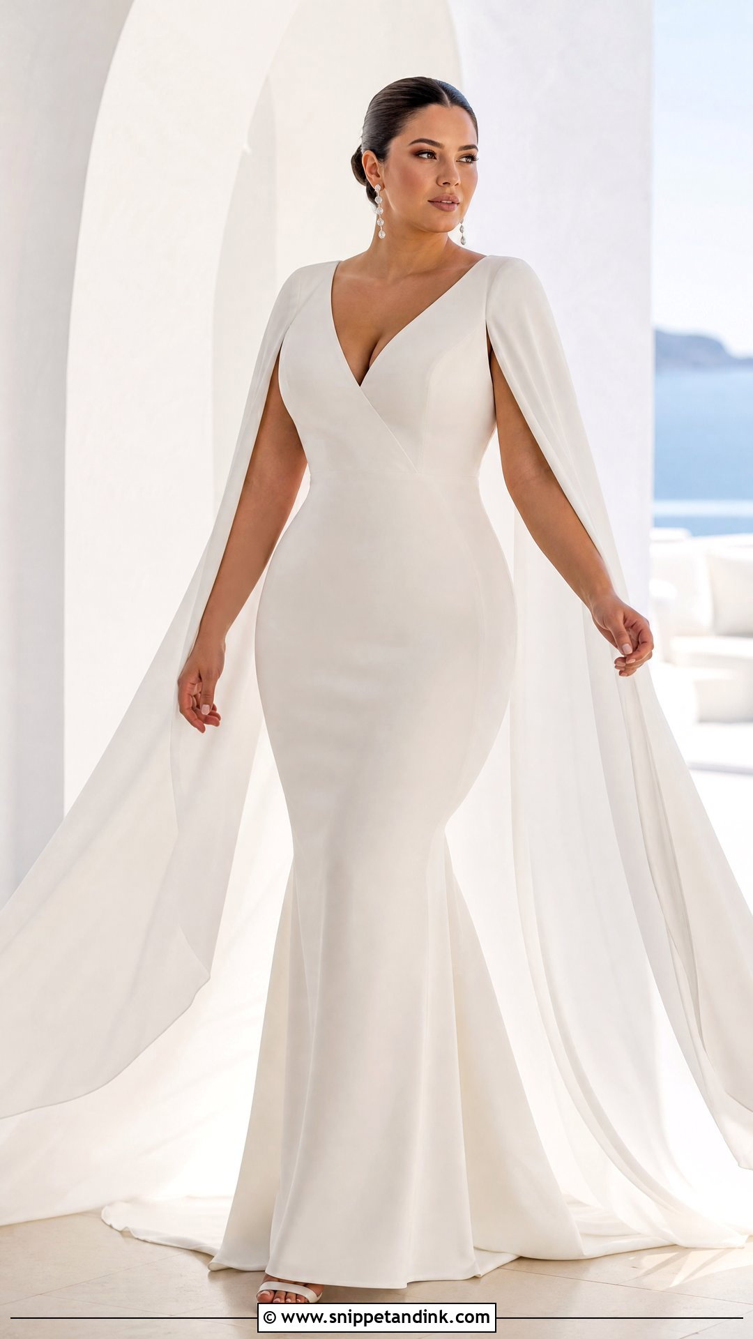 Plus Size Cape Sleeve Wedding Dress - Snippet and Ink - 20 Wedding Dresses for Curvy Brides Plus Size