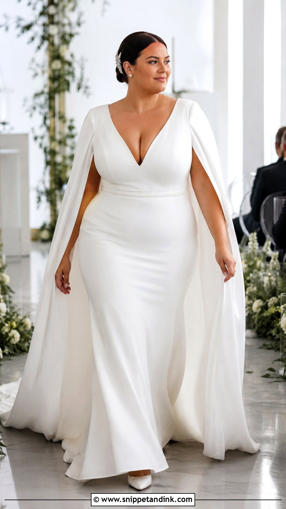 Plus Size Cape Sleeve Wedding Dress - Snippet and Ink - 20 Big Size Wedding Dress Ideas