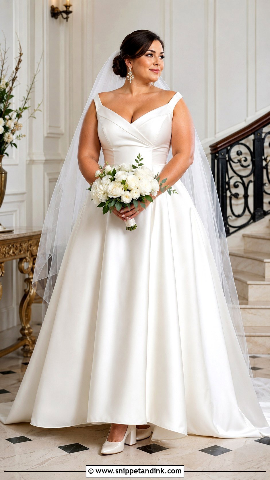 Plus Size Cat Eye Neckline A Line Wedding Dress - Snippet and Ink - 20 Cat Eye Neckline Wedding Dress Ideas