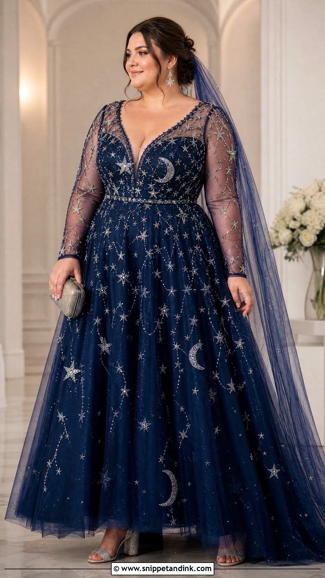 Plus Size Celestial Navy Wedding Dress - Snippet and Ink - 20 Non Traditional Wedding Dress Plus Size Ideas