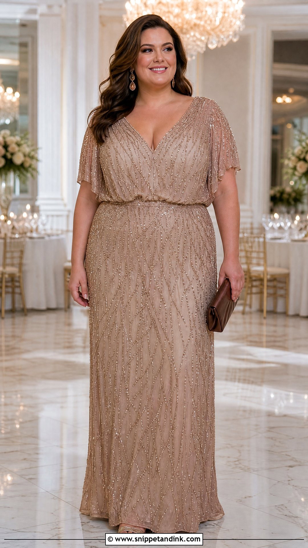Plus Size Champagne Beaded Gown - Snippet and Ink - 20 Plus Size Gowns Formal Wedding Parties