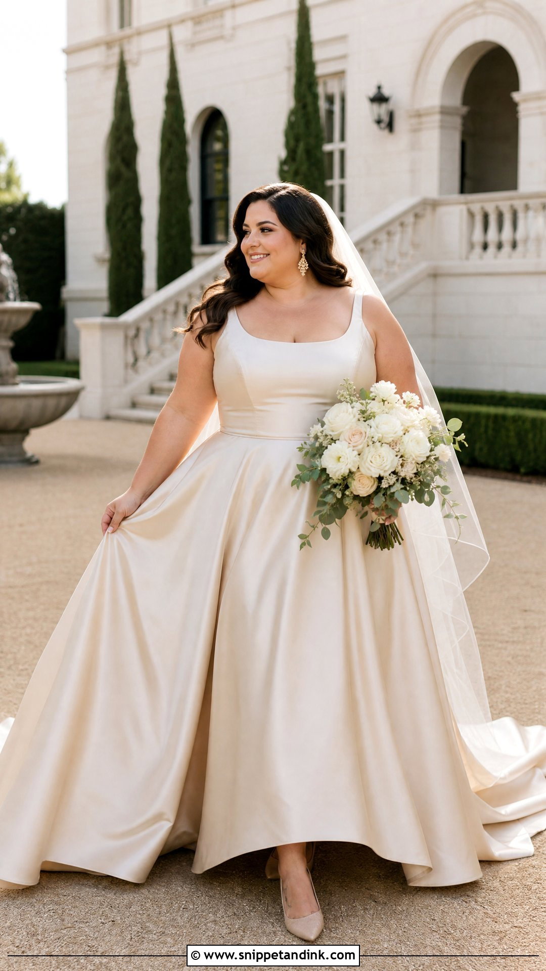 Plus Size Champagne Satin Wedding Dress - Snippet and Ink - 20 Plus Size Satin Wedding Dress Ideas