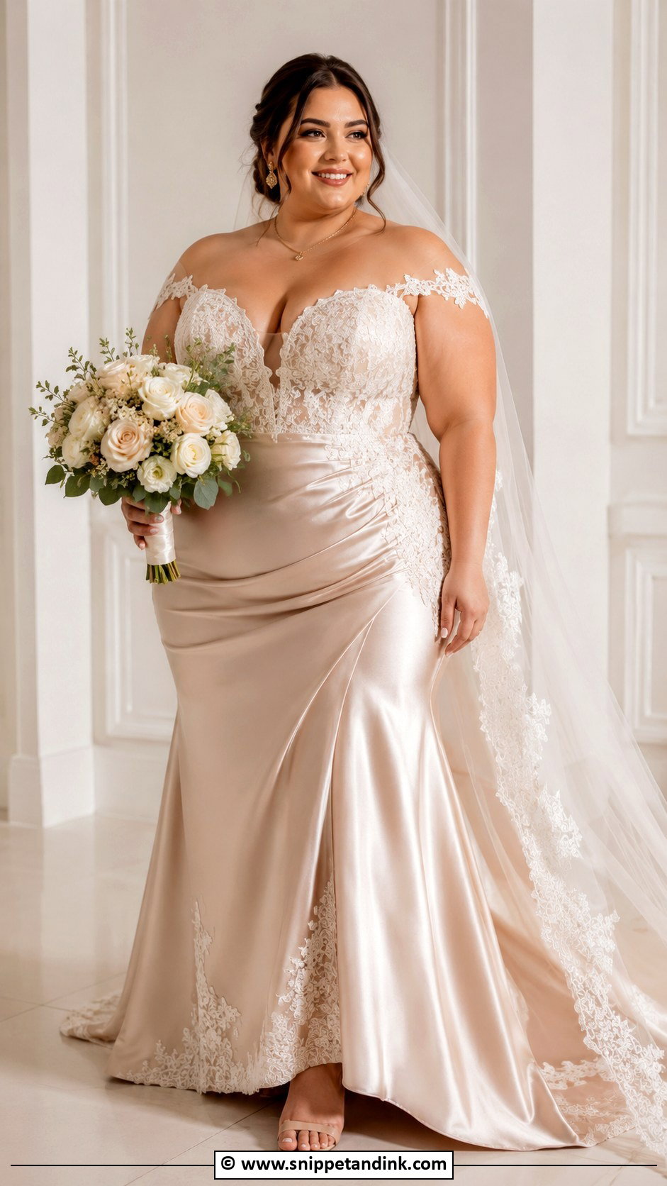 Plus Size Champagne Wedding Dress - Snippet and Ink - 35 Plus Size Wedding Dresses