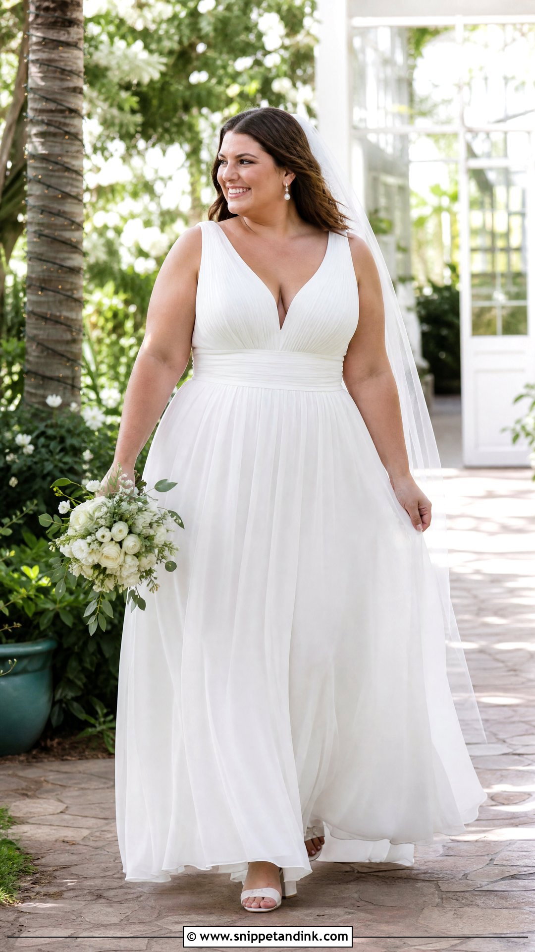 Plus Size Chiffon A Line Wedding Dress - Snippet and Ink - 20 Plus Size Simple Wedding Dress Ideas