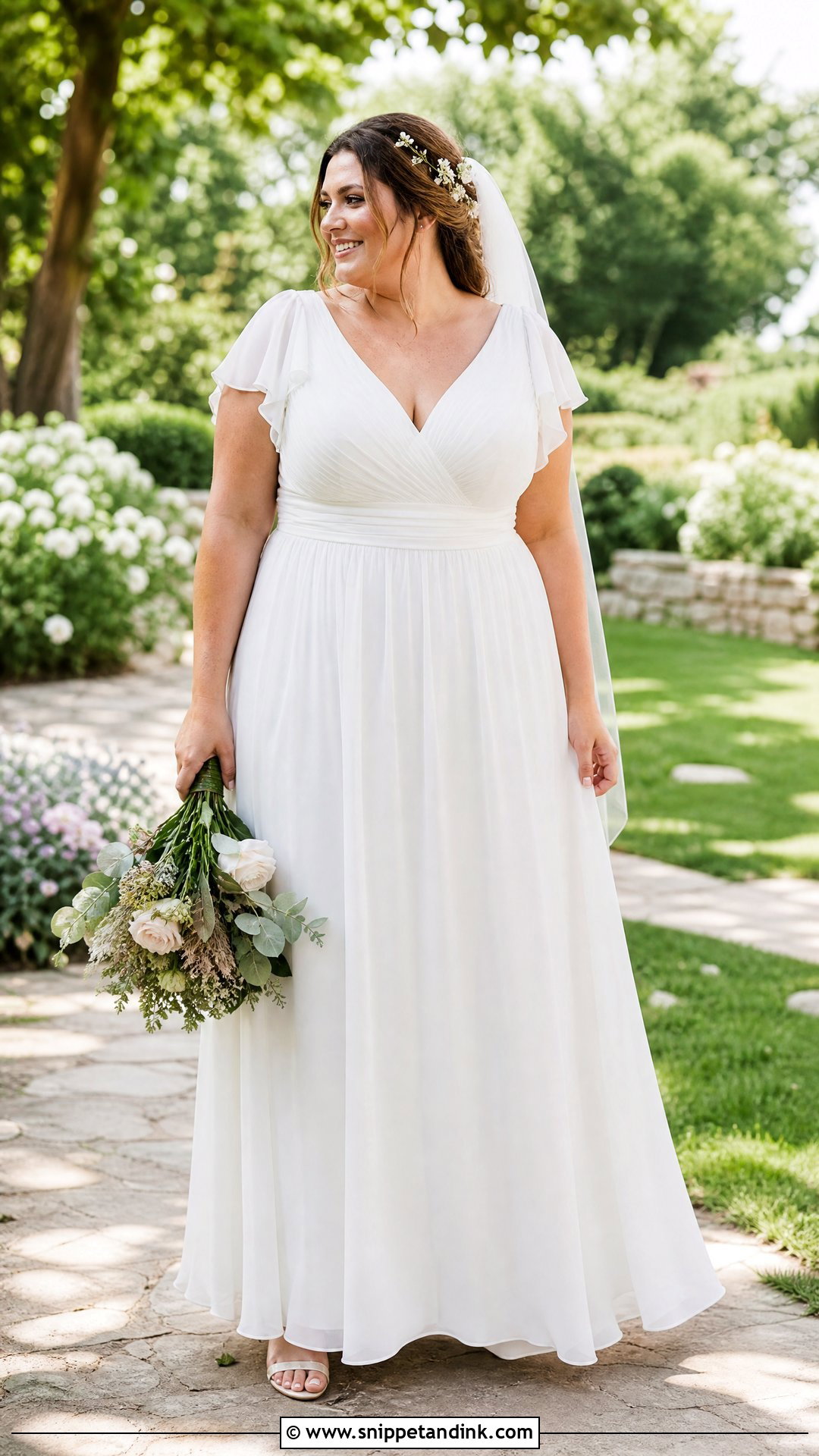 Plus Size Chiffon Bridal Gown - Snippet and Ink - 20 Plus Size Bridal Gowns
