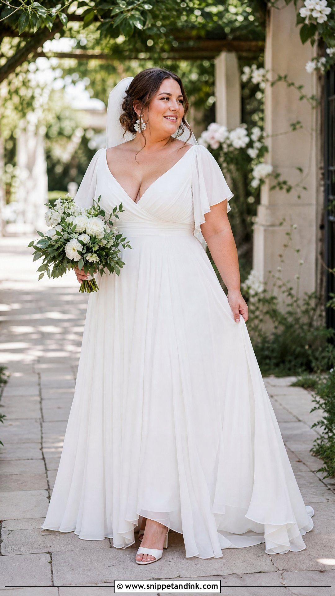 Plus Size Chiffon Wedding Dress - Snippet and Ink - 20 Plus Size Bride Dress Ideas